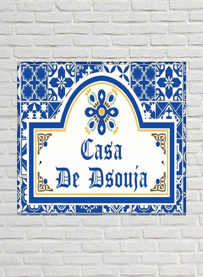 نتكيس لوحات أسماء خارجية من البولي كربونات من نوتكيس، قابلة للتخصيص، مقاومة للماء، مطبوعة رقميًا على الطراز الإسباني البرتغالي (أزوليخو)، للمنزل - عرض 12 بوصة × طول 8 بوصات - بلاط إشبيلية - Image 2